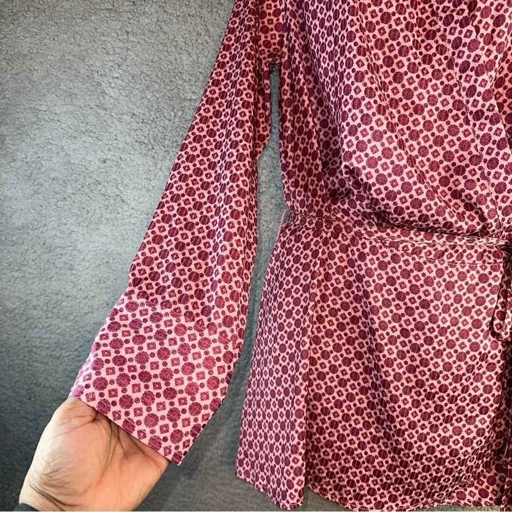 Free People Shirt Women's XS Pink Purple Arlo Wrap Garden Combo Tunic Blouse NWT - Image 14