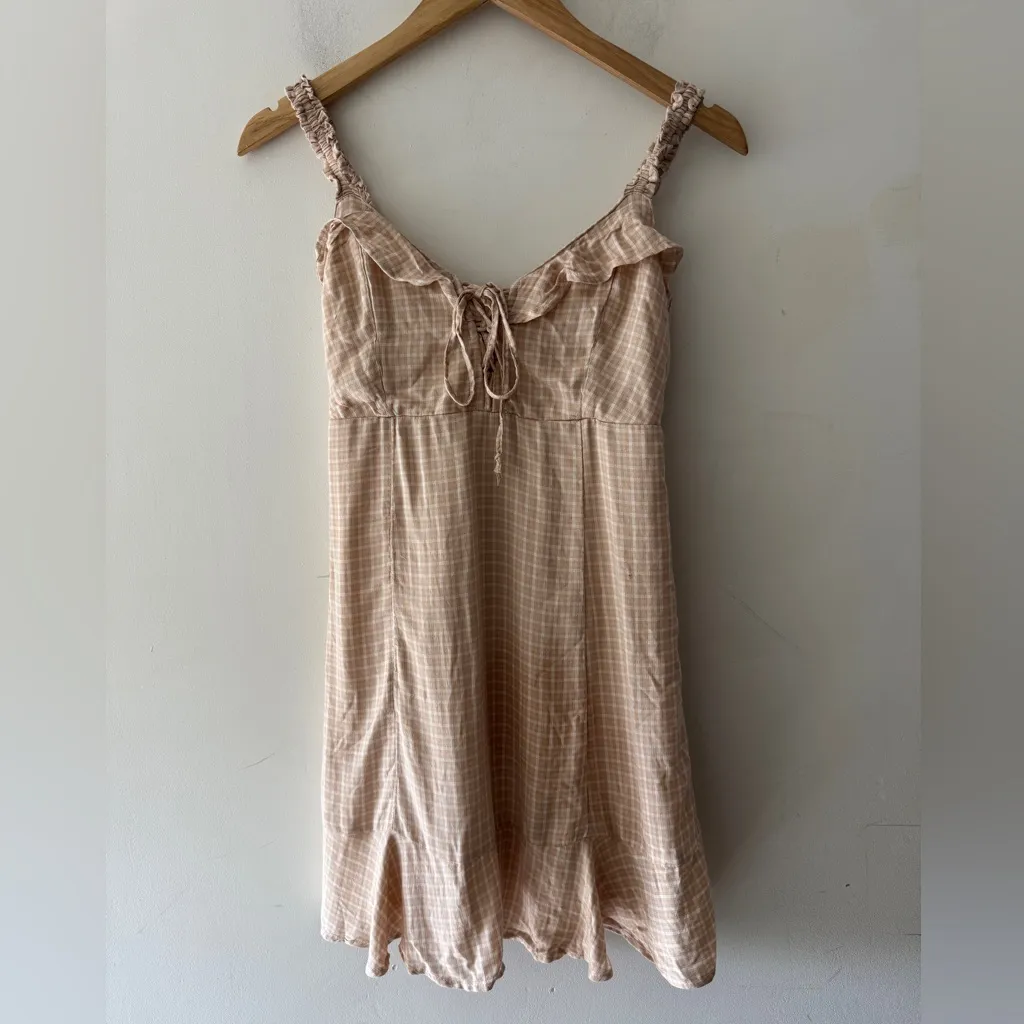 American Eagle Cream Pink Ruffle Mini Dress - Image 3