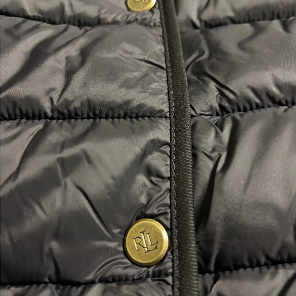 Ralph Lauren  LRL Size Large Packable Puffer Jacket Black Snap Up New Lightweight - Image 3