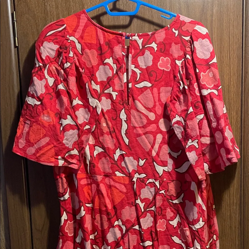 RHODE Red and Pink Floral Midi Dress Size 18 - Image 6