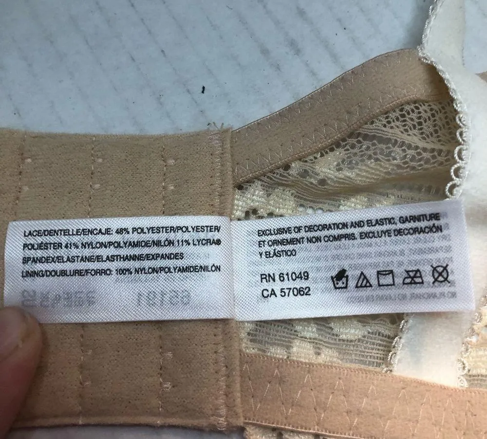 Wacoal Bra Embrace Lace Underwire Bra in Sand/Ivory Sz 32DDD/F EUC Style #65191 - Image 14