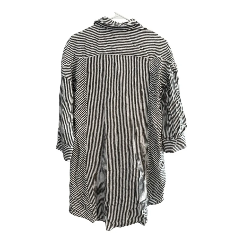 Madewell Black and White Stripe Button Down Long Sleeve Shirt Dress Tunic - Image 7