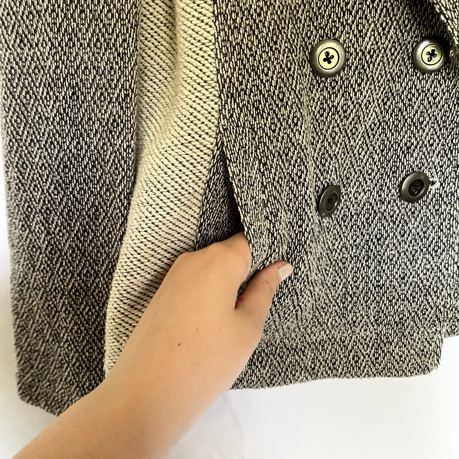 Anthropologie Saturday Sunday knit colorblock gray women's size small blazer - Image 5