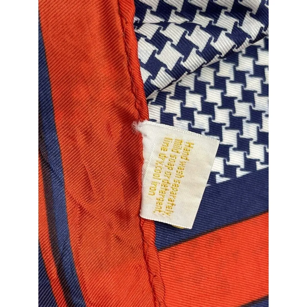 Vintage Glentex Scarf Handkerchief Hankie Houndstooth Blue Red 15542‎ Japan - Image 4