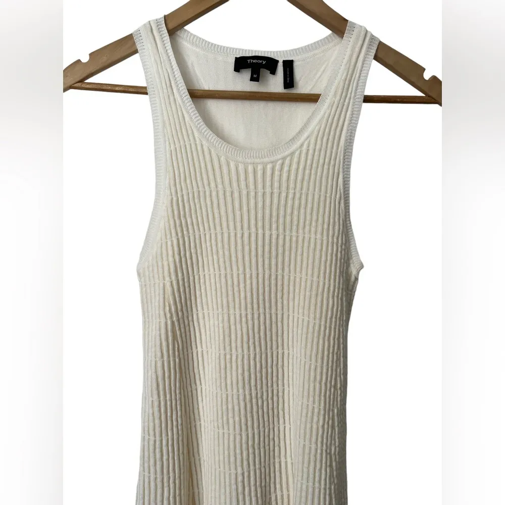 Ottoman Day Dress Shell White Ribbed Knit - Image 3