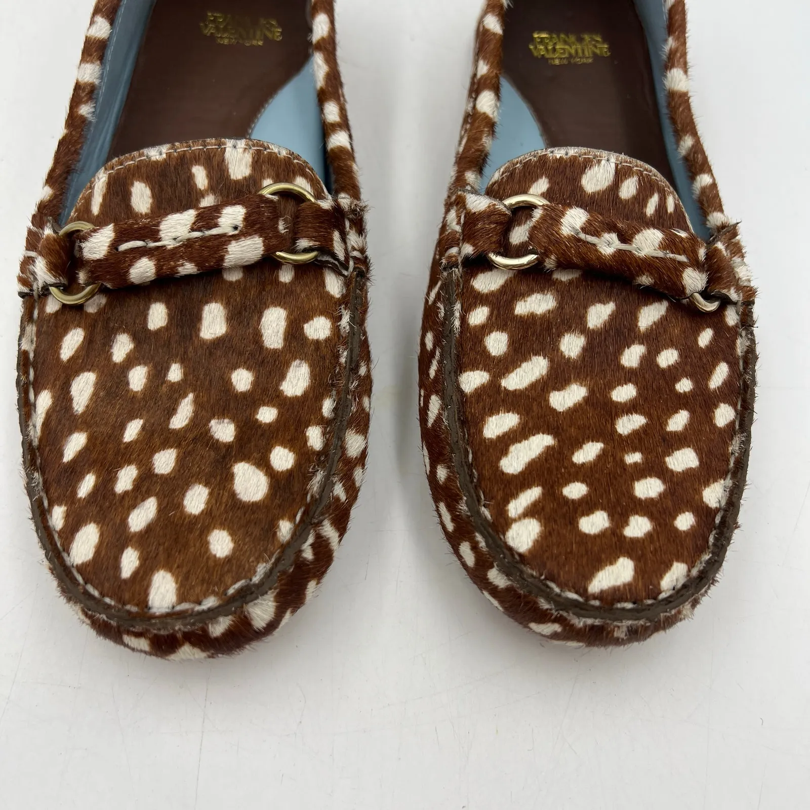 Francis Valentine Charlie Calf Hair Loafers Shoes Brown Size 7.5 - Image 2