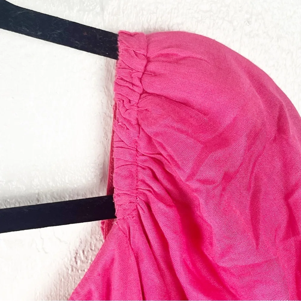 LOVERS + FRIENDS Aella Red Pink Ruffle Embroidered Hem Long Sleeves Dress Small - Image 7