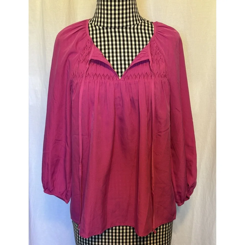 Anthropologie Daniel Rainn Austen 3/4 Sleeve Smocked Blouse Pink Size XS NWT - Image 2