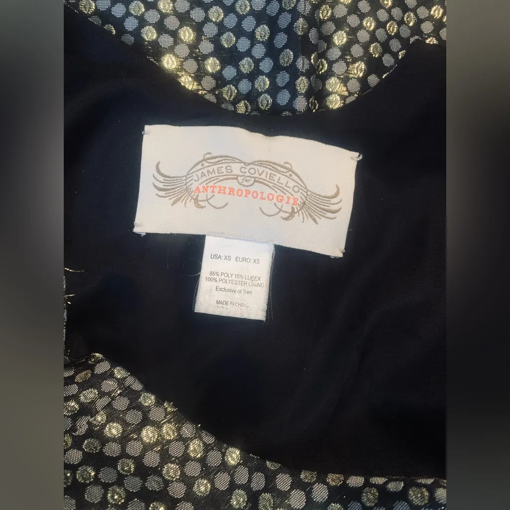 ANTHROPOLOGIE | James Coviello "Josseline" Brocade Metallic Dot Dress XS - Image 8