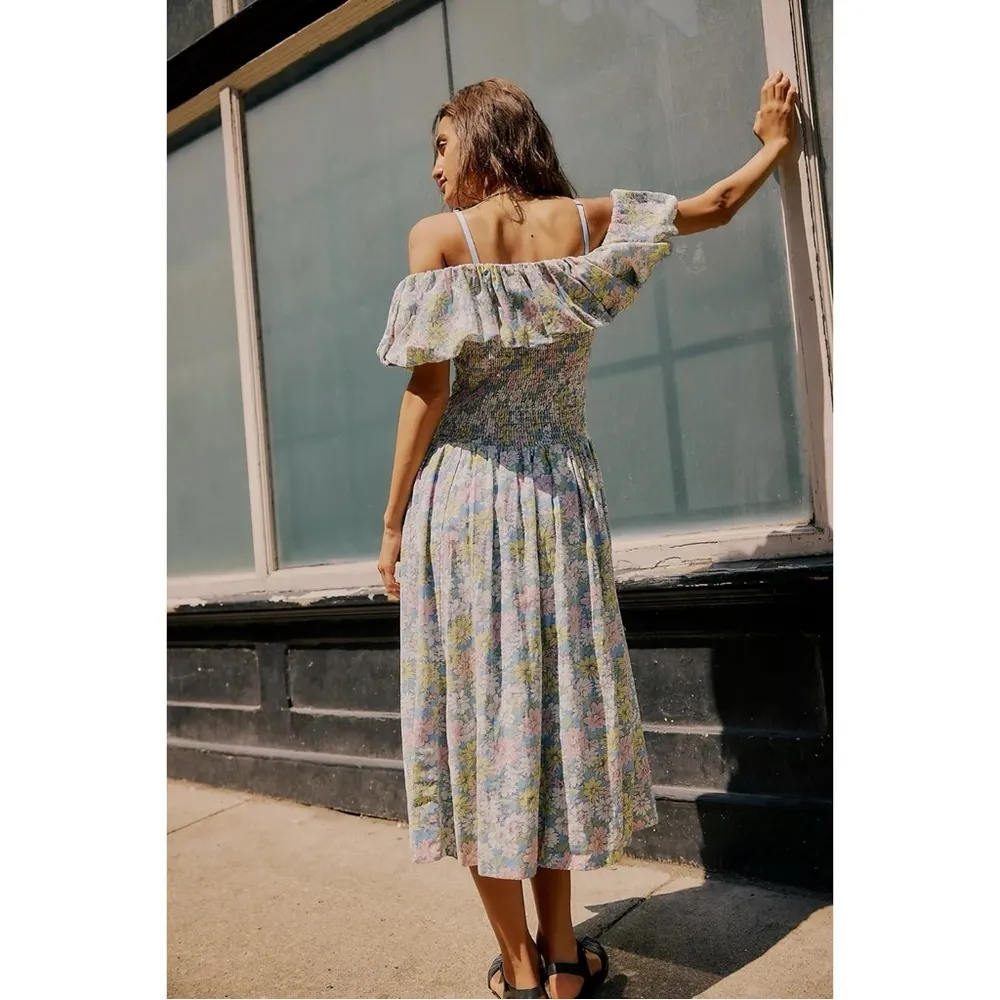 Free People Lewis Maxi Dress Pastel Small NWT Spring Floral Dainty Cottage Linen - Image 3