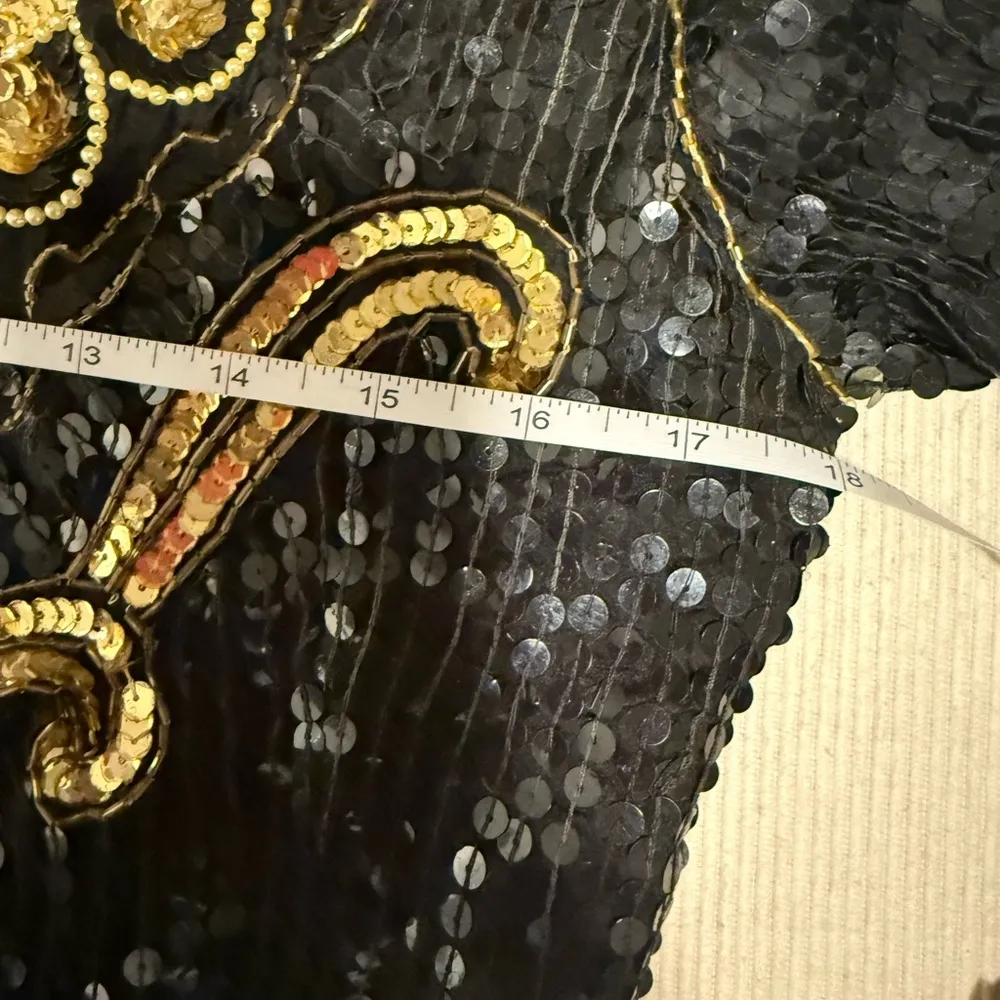 Vintage Elegant Black and Gold Sequin Dress Size undefined - Image 5