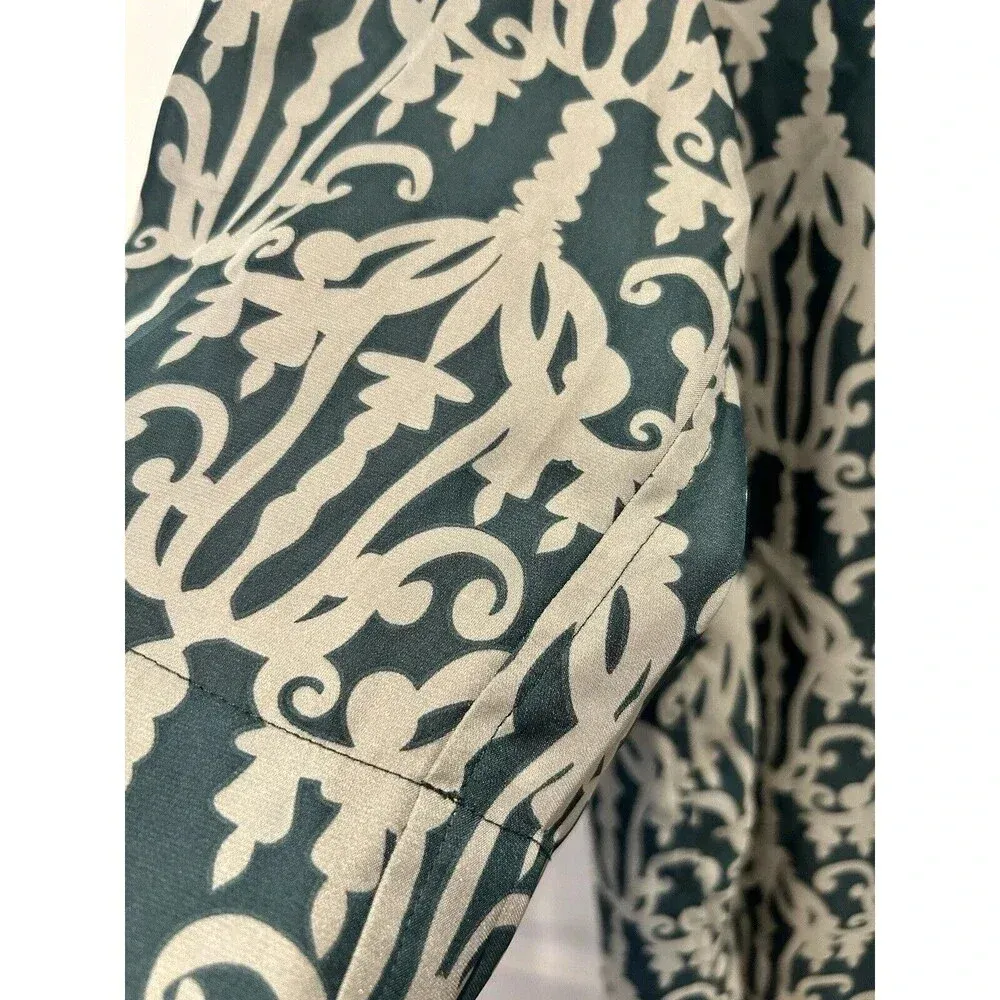 Fossil Womens Dress 3/4 Sleeve Geometric‎ Ikat Boho Mini Teal Size Large Pockets - Image 2