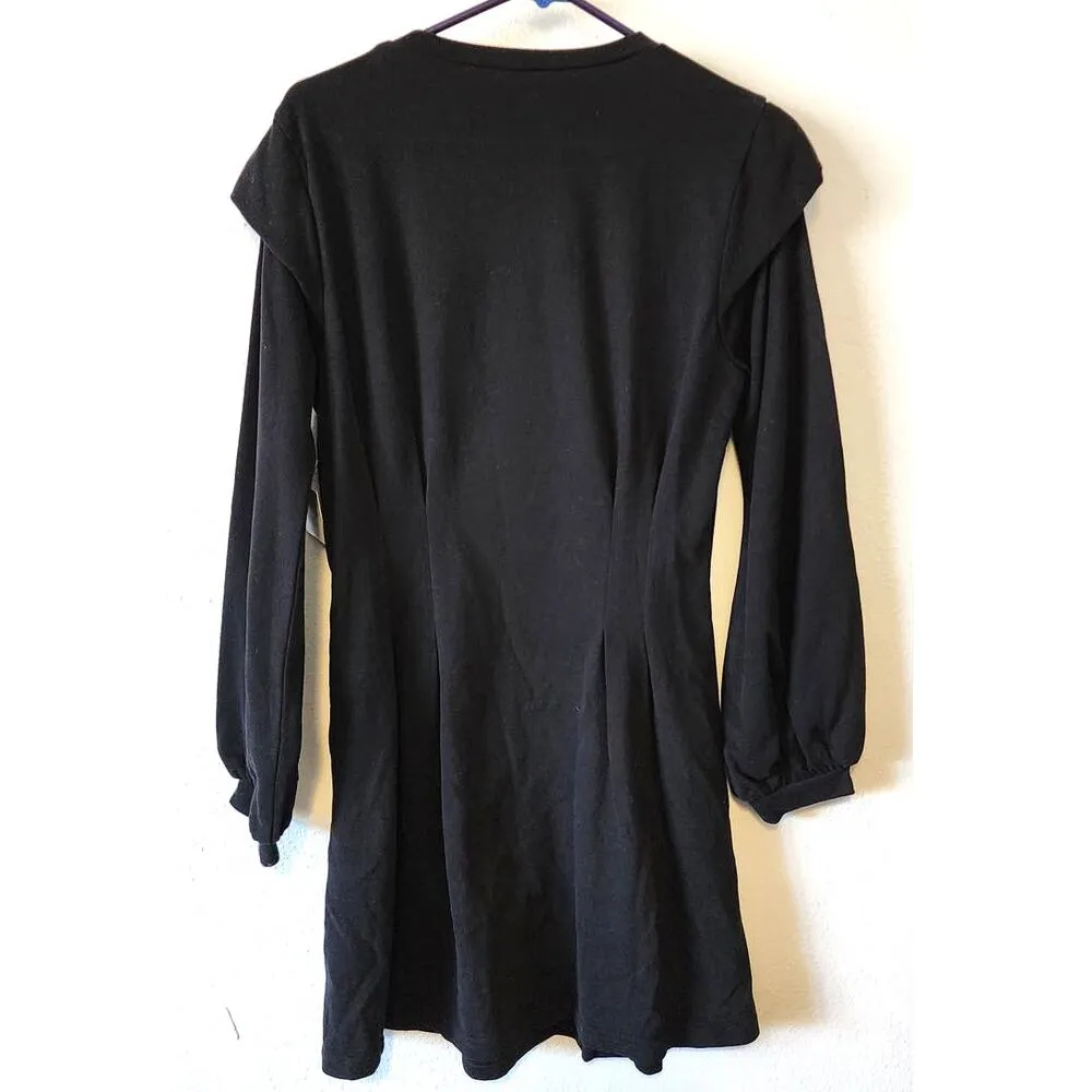 Nordstrom One One Six Frill Sleeve Sweater Dress Black Medium NEW - Image 2