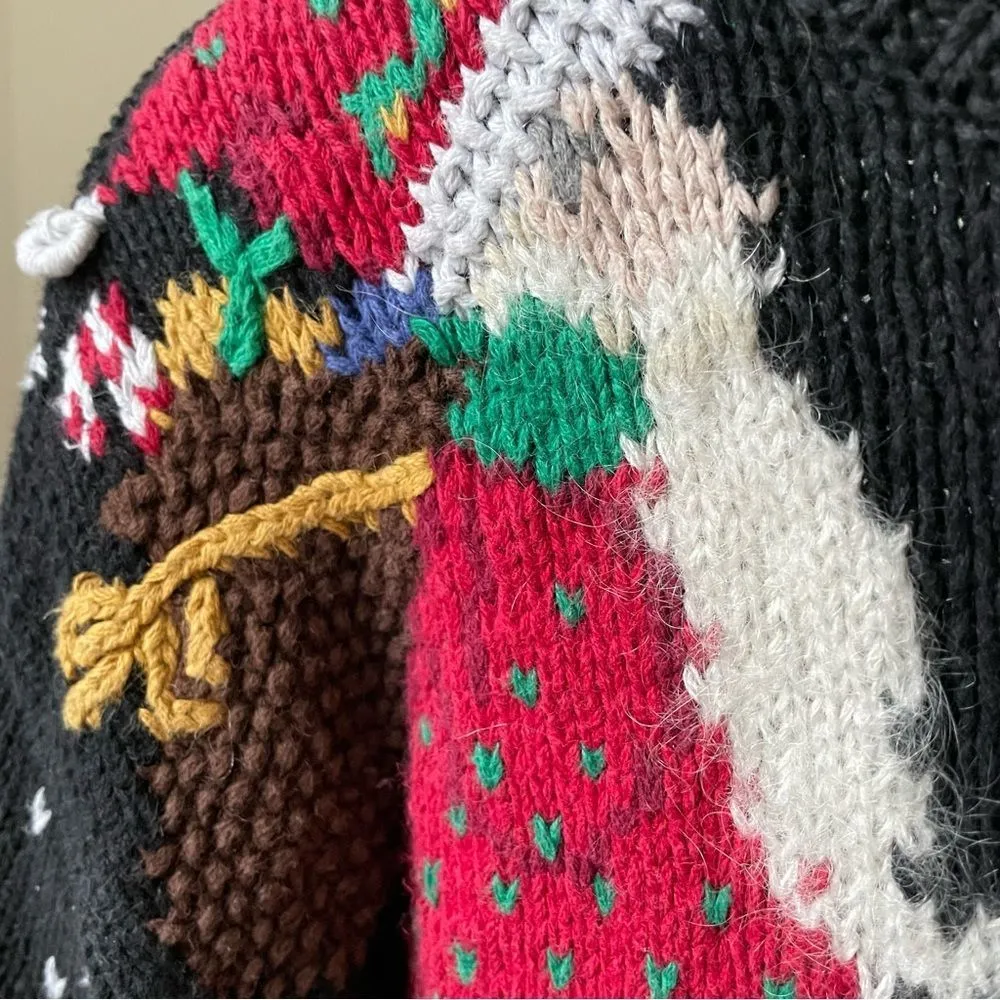 Vintage Northern Isles Signature Santa Christmas Button Cardigan L Black Size L - Image 7