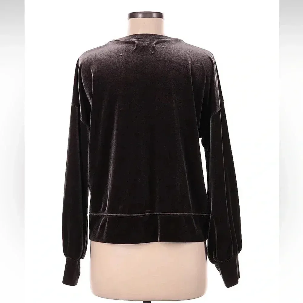 Madewell Dark Grey Metal Velvet Balloon Sleeve Sweatshirt Size Medium M - Image 4