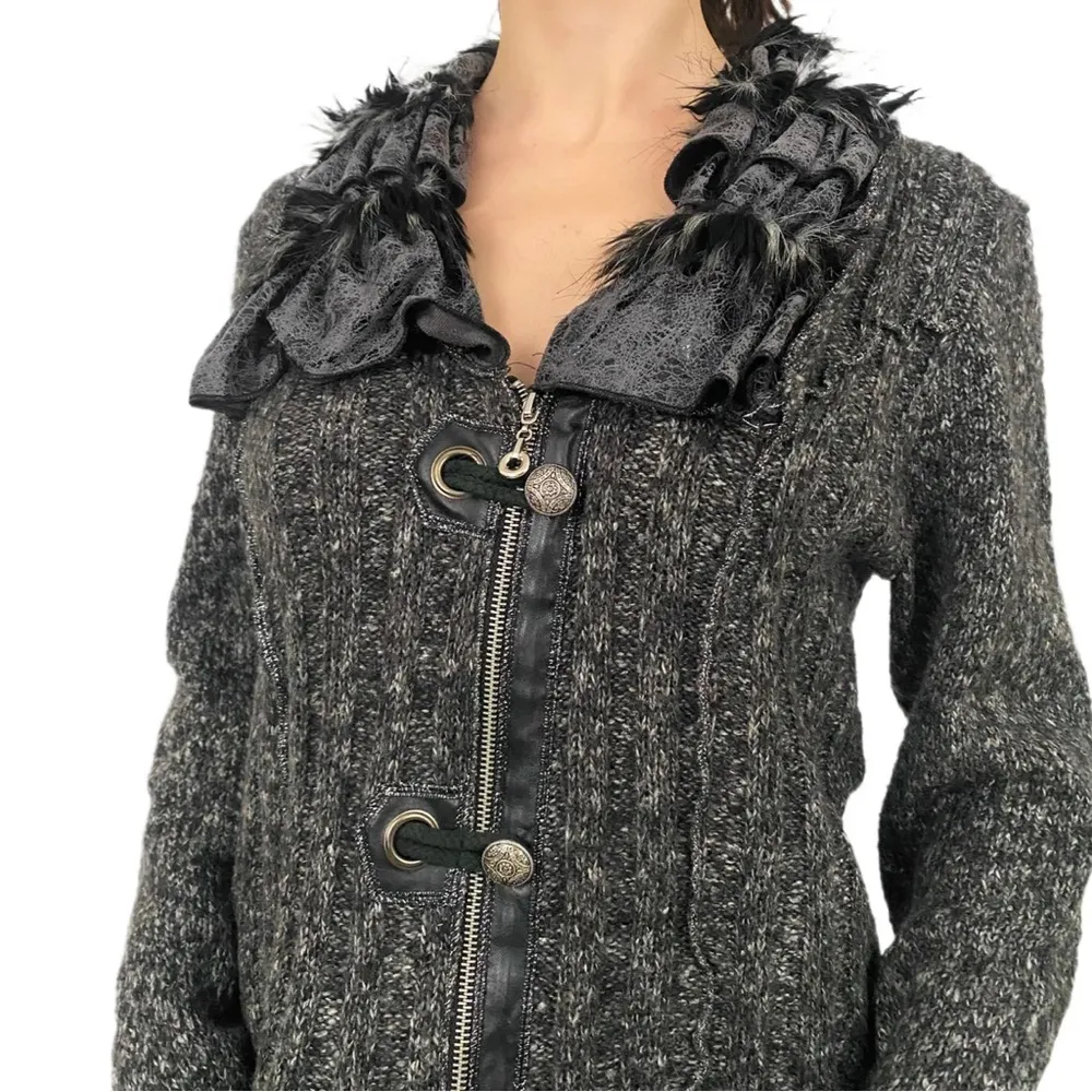 LaSeine Black Jacket with Faux Fur Trim Size M - Image 7