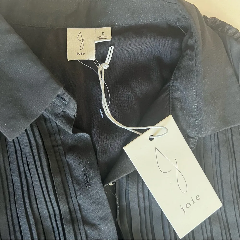 NWT  pleated sleeveless shirt dress collared button down black size small - Image 12