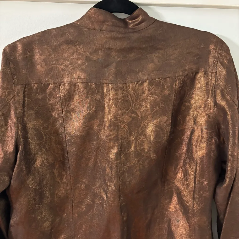 Chico’s Lightweight Linen Silk Blend Bronze Jacket. Size 1 - Image 12