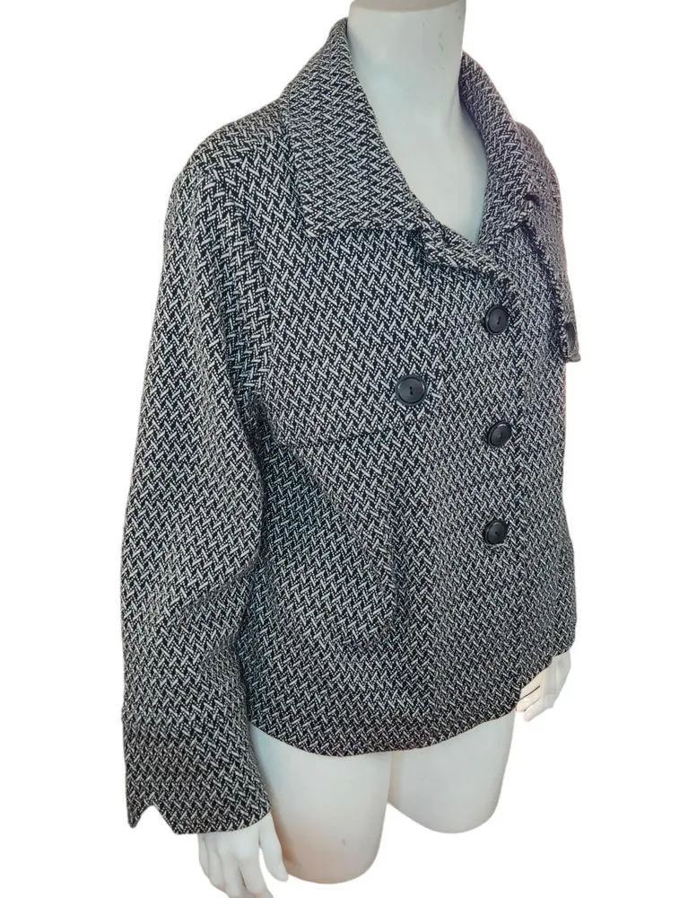 Charter Club Herringbone Jacket Sz L Women’s Gray Black & White Academia Peacoat - Image 10