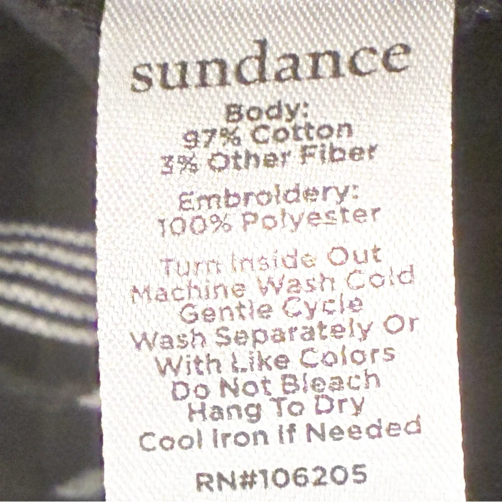 Sundance Small Electra Top Black Gauze Boho Embroidered Raw Edge Sleeves‎ NEW - Image 5