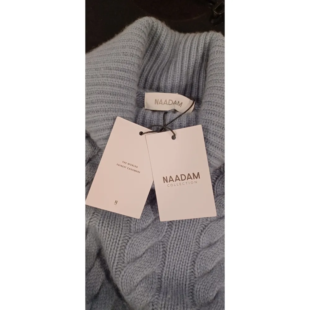 💕NAADAM💕 Wool Cashmere Cable Turtleneck Wool Cashmere ~ Mist Blue Medium M NWT - Image 13