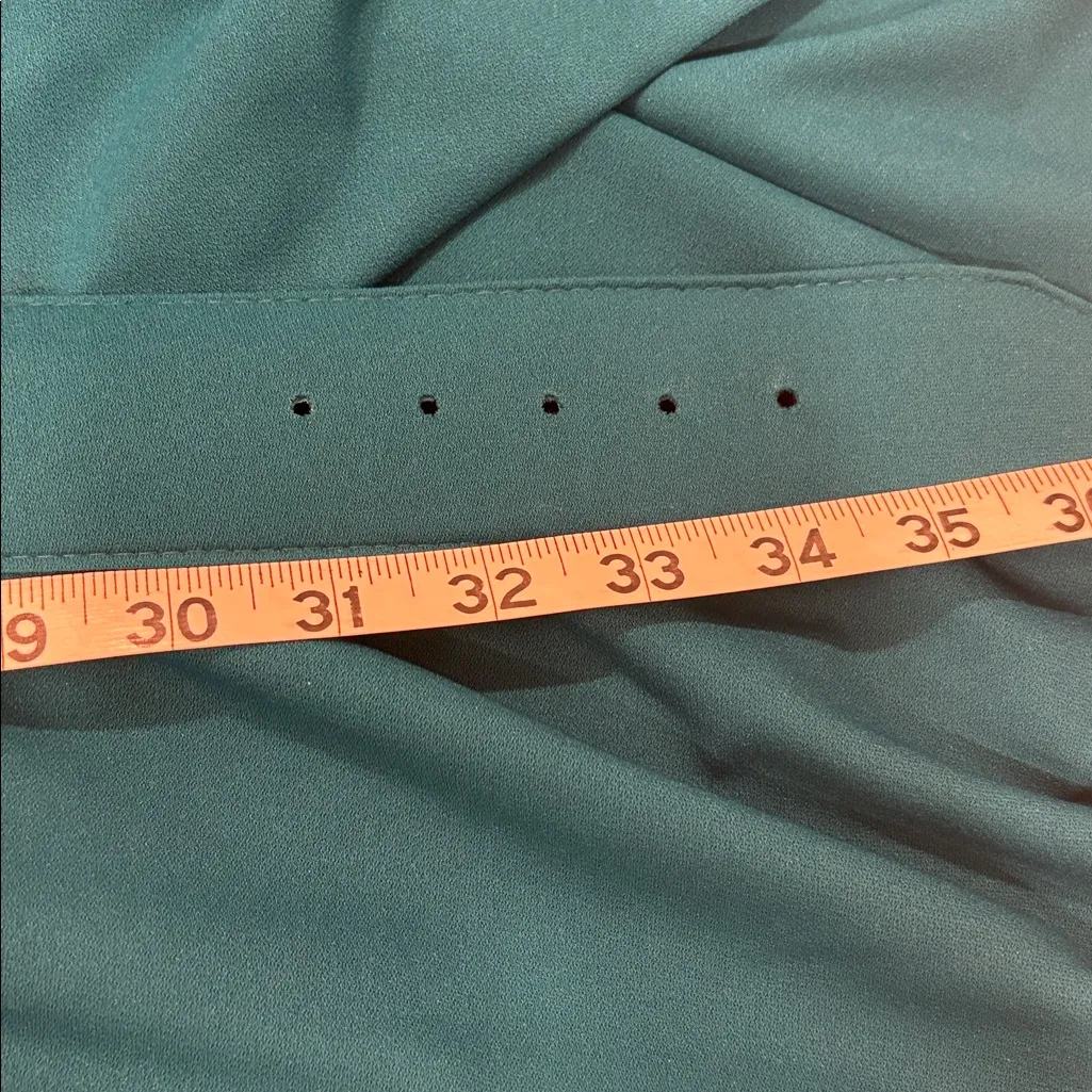 Vintage 1970s Faux Wrap Dress with Matching Belt Green Size L - Image 8