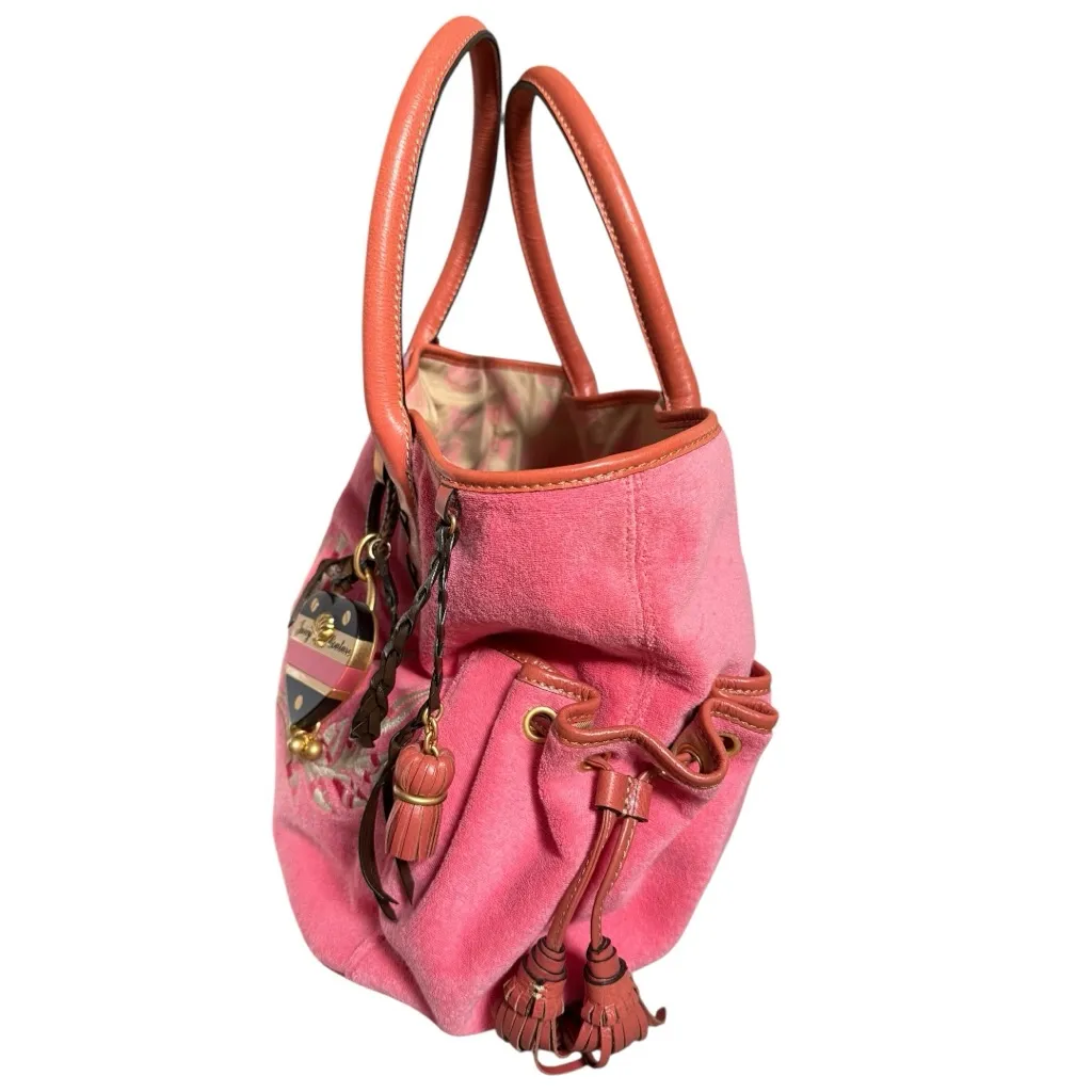 Vintage Y2K Juicy Couture Velour Hot Pink Shoulder Bag - Image 7