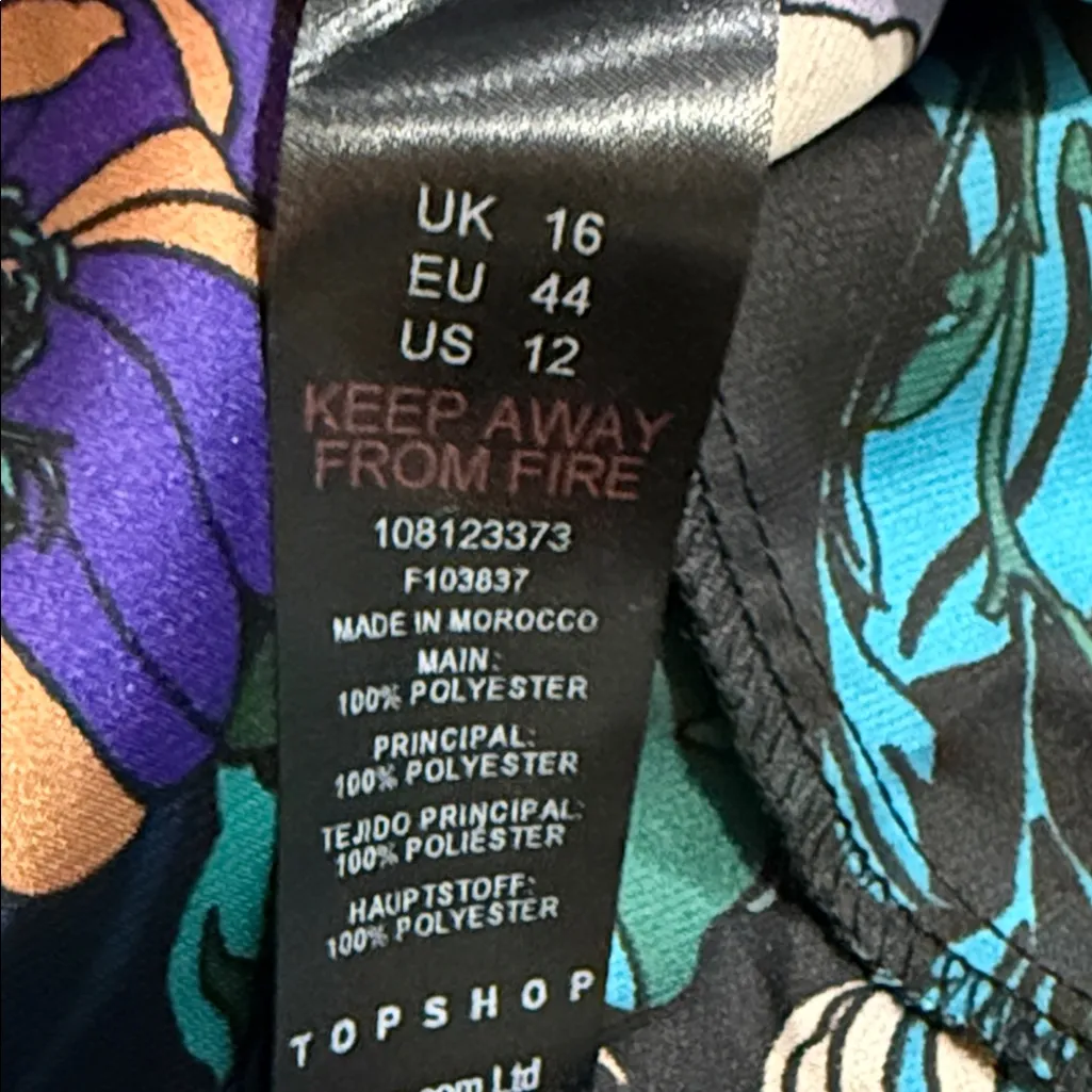 TOPSHOP 70s Floral Print Wide Leg Jumpsuit In Multicolor size 14 - Image 11