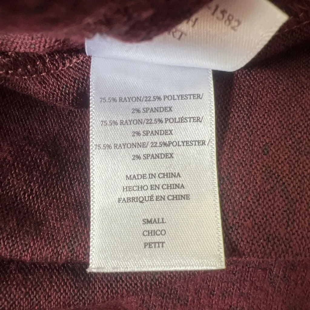 Rails‎ Shirt Womens Small Red Port Leigh Heathered Long Sleeve Top Velvet Ties - Image 8