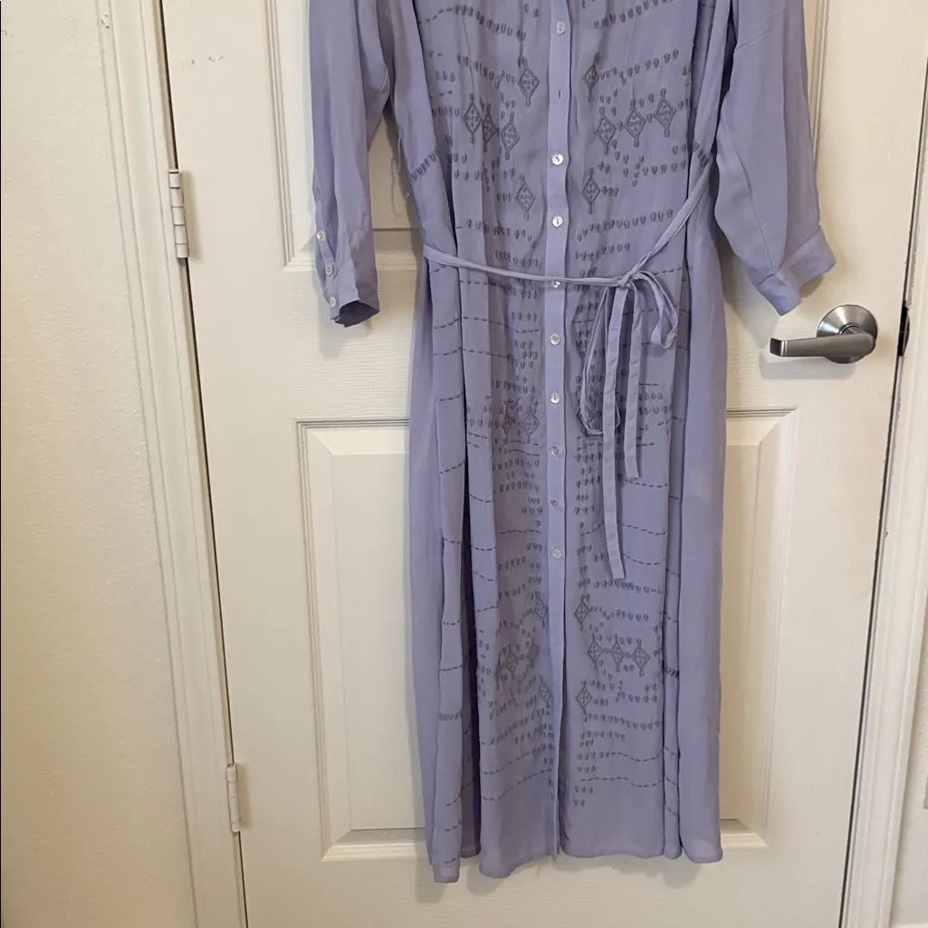 SOFT SURROUNDINGS 2X Lavender Button-Up Dress with Embroidered Detail. - Image 4