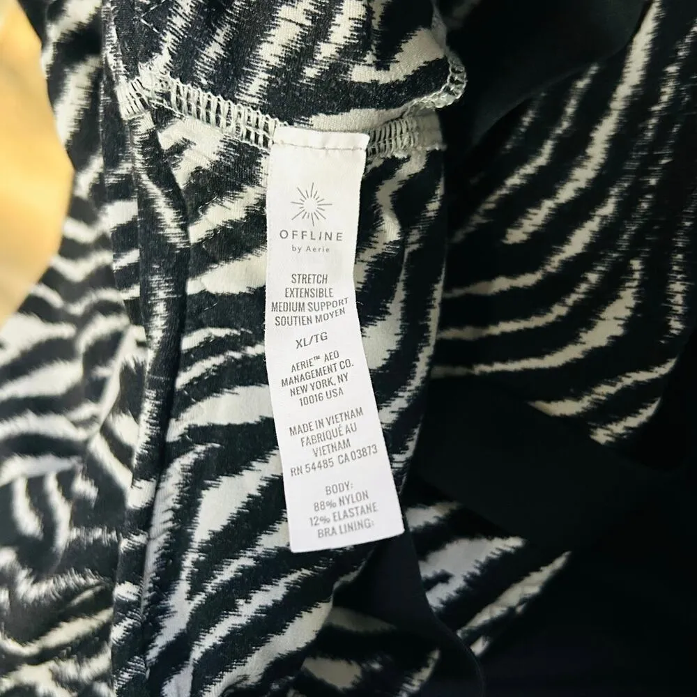 Aerie Offline Sports Bra Zebra Print Stretch Medium Support Extensible XL Yoga - Image 5