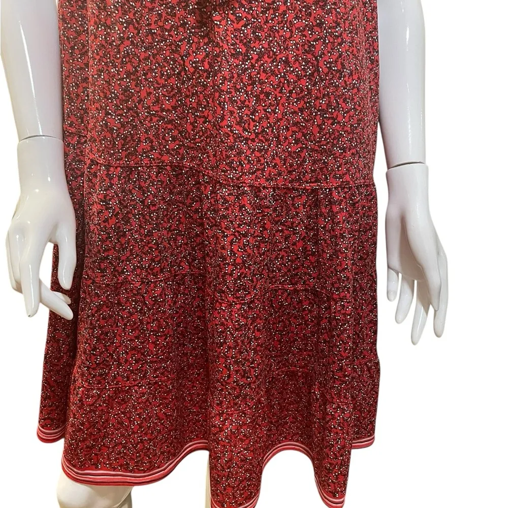 Max Studio Red Floral Print Tiered Sleeveless Flowy Tiered Shift Sundress Size 8 - Image 5