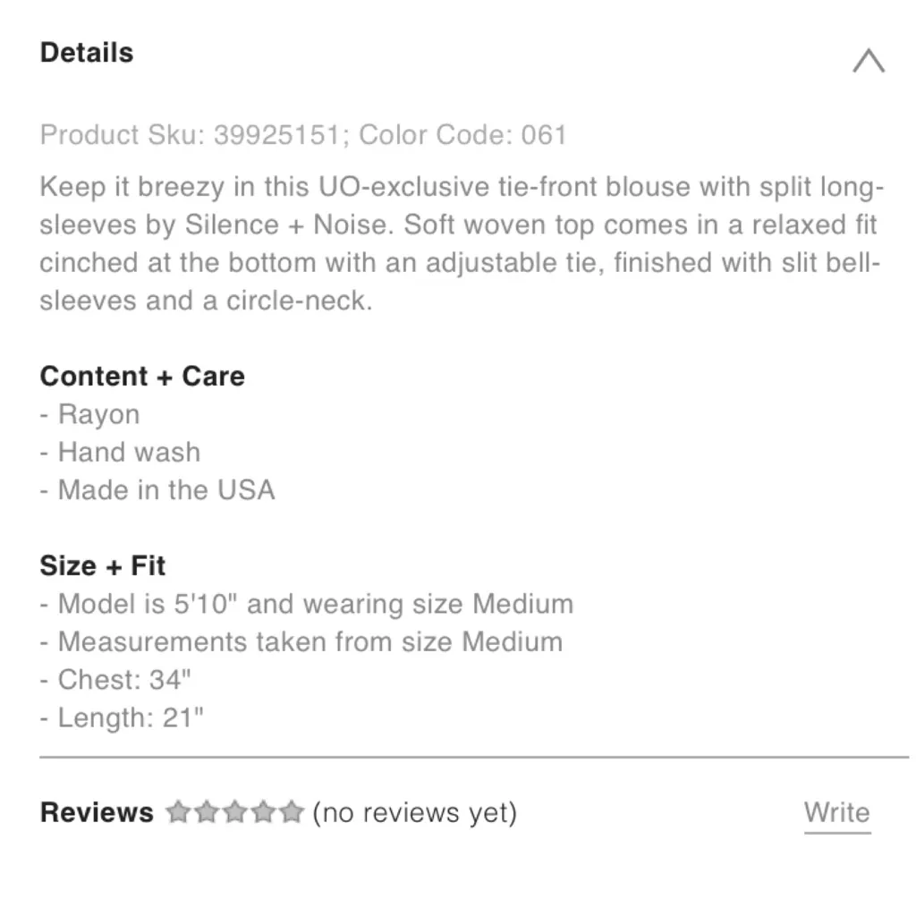 Urban Outfitters Silence + Noise Split Sleeve Tie Front NEW - Image 5