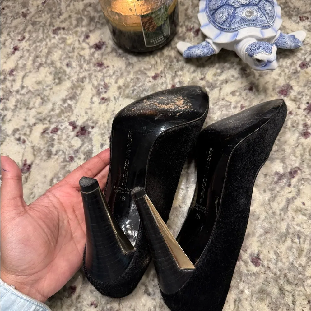 Rebecca Minkoff Pony Hair Black Pointed Toe Heels Sandals - Image 9