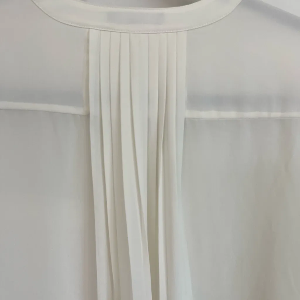 NYDJ Cream 3/4 Sleeve Blouse with Mandarin Collar and Pleating Detail Size S - Image 8