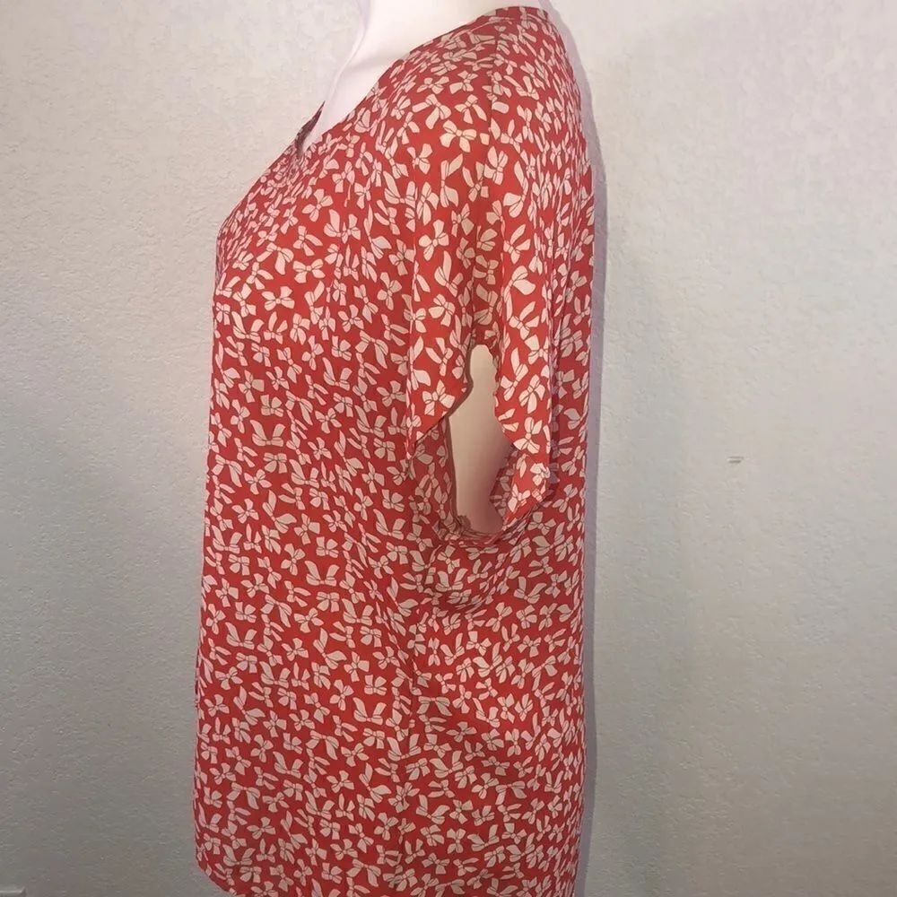 Pleione red with white bow print top - Image 3