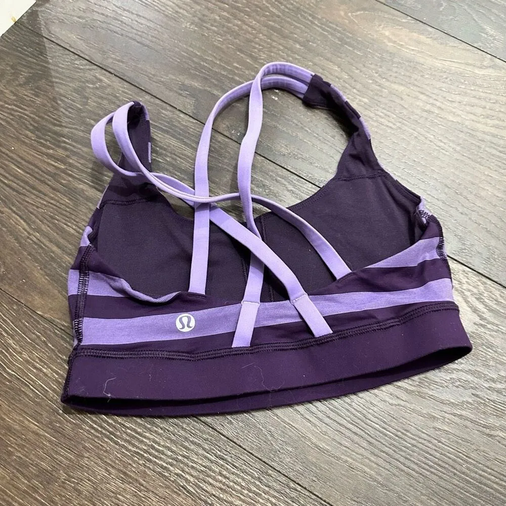 Women’s 4 Purple Striped Strappy Energy Bra - Image 6
