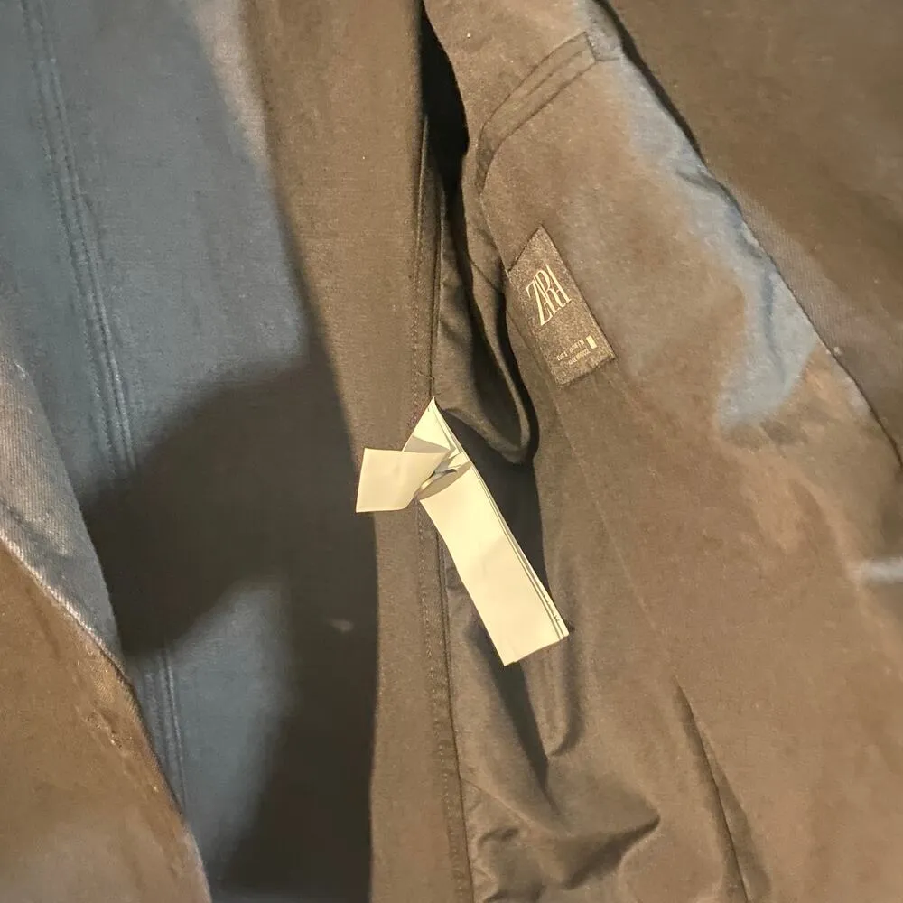 Zara Black One Button Front Collared Notched Oversized Blazer Jacket Women Sz S - Image 8