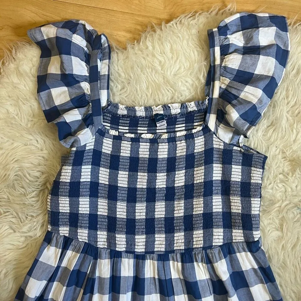 Old Navy Fit & Flare Flutter-Sleeve Gingham Mini Dress for Women L - Image 5