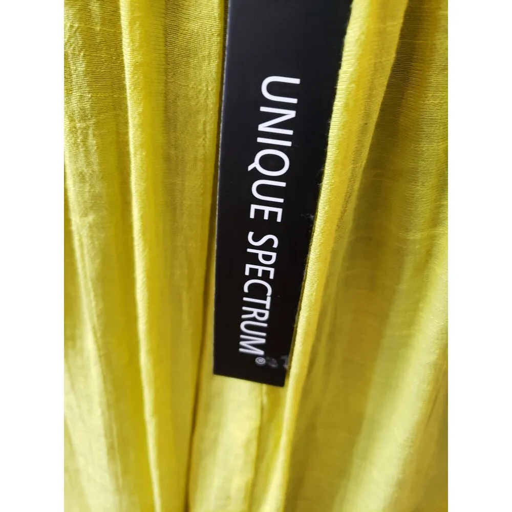 Women's Unique Spectrum 1X Yellow Boho Peasant Blouse Crochet Sleeve Top - Image 10