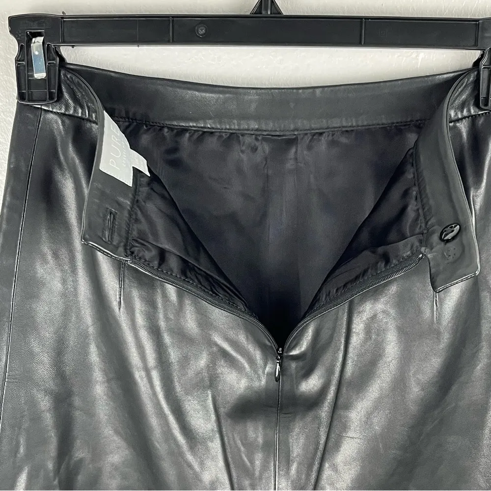 PURE COLLECTION 100 % Leather Black Lined Skirt, Size 4 - Image 9