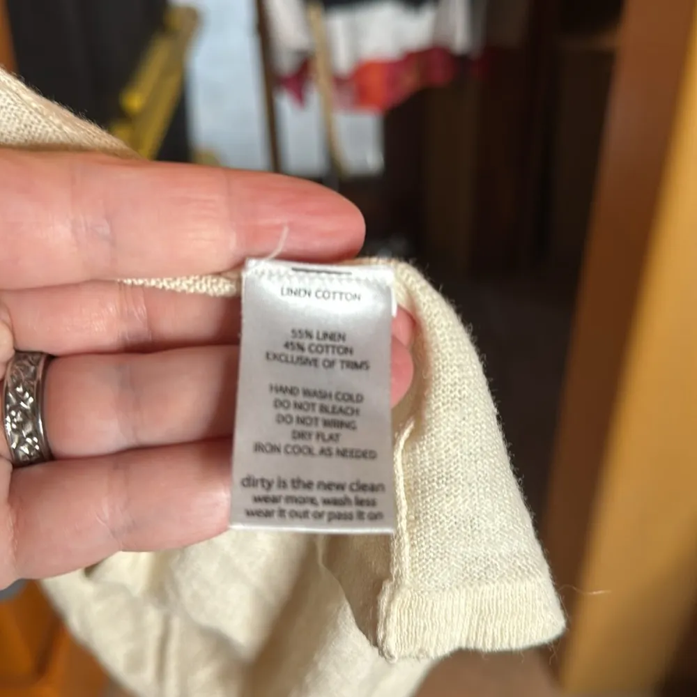 Toad & Co Linen Blend Postcard Cardigan Long Sleeve Size XL White Grey Gray - Image 9