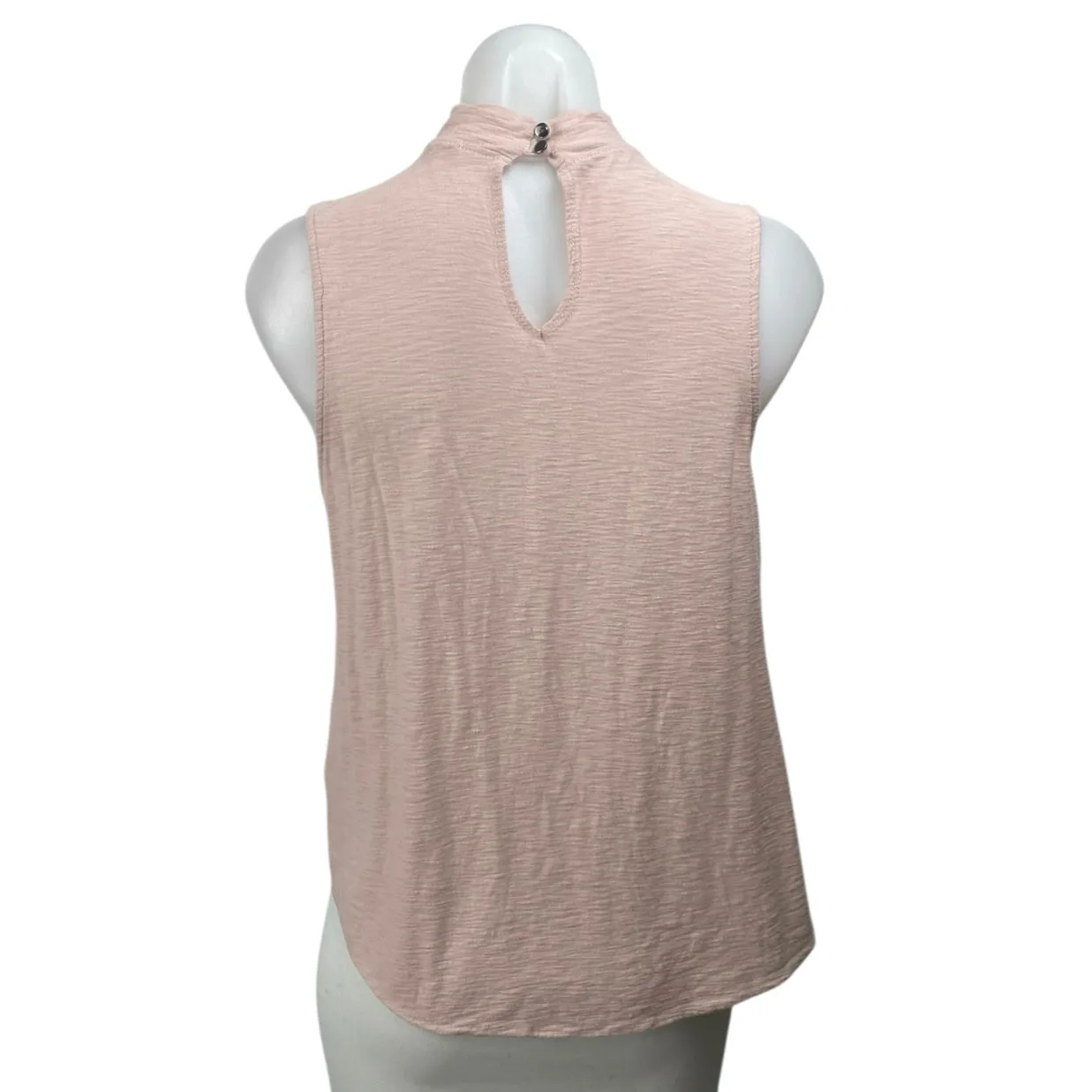 Silence + Noise Pink Sleeveless Mock Neck Surplice Faux Wrap Tank Blouse Top S - Image 2