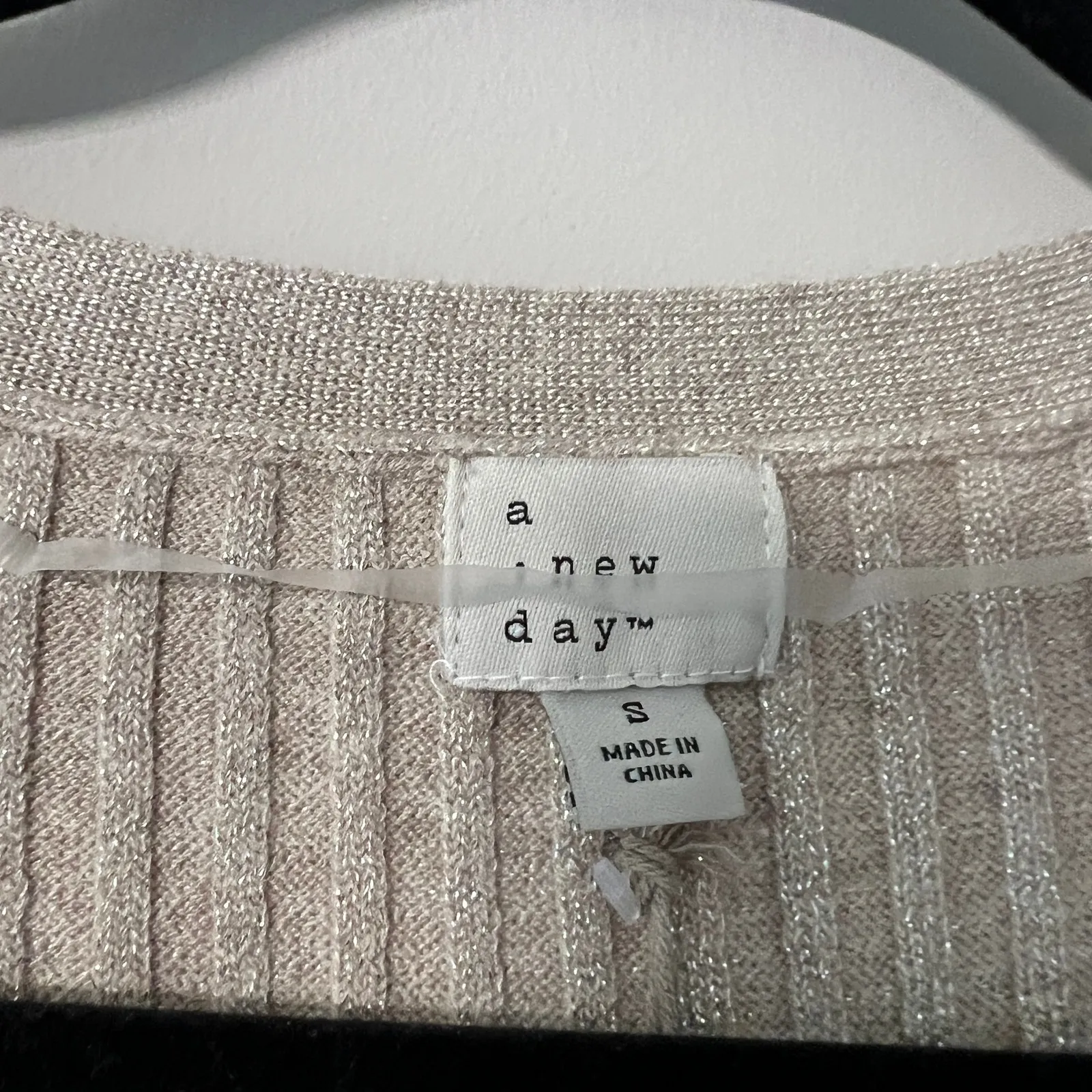 A New Day Women's Tan Fine Gauge Ribbed Metallic Cardigan - Size Small - NWT - Image 2