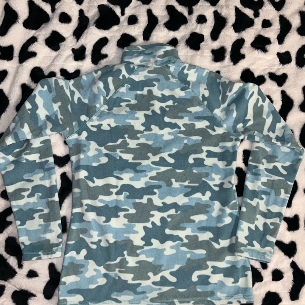 Eddie Bauer Blue Camo Quarter-Zip Sweatshirt - Image 2