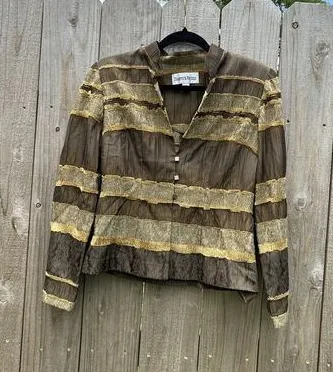 Danny & Nicole jacket blazer Womens 2P Boho Fairy Stripe Cottagecore‎ Fall - Image 1
