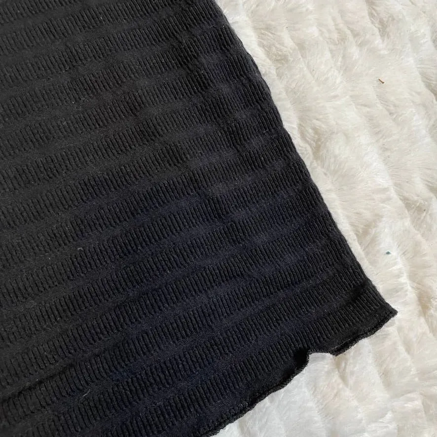 PLANET GOLD Sleeveless Tee Medium‎ Black Semi Sheer Stripes - Image 2