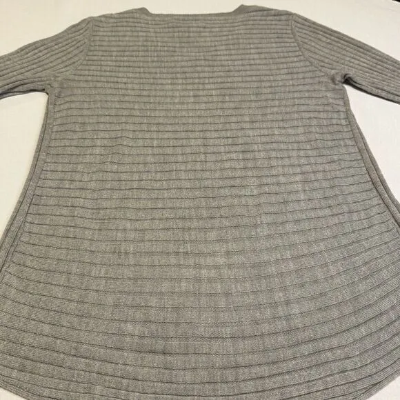 Kim Rogers‎ Women's Gray Fitted V Neck Long Sleeve High Low Hem Sweater, Sz M # - Image 2