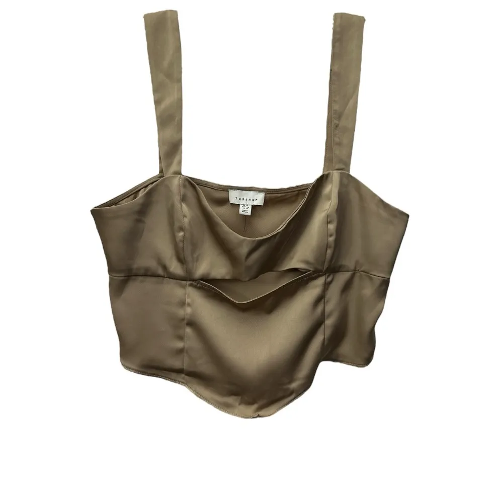 Topshop Satin Corset Cut Out Top Gold Size 12 NWOT - Image 2