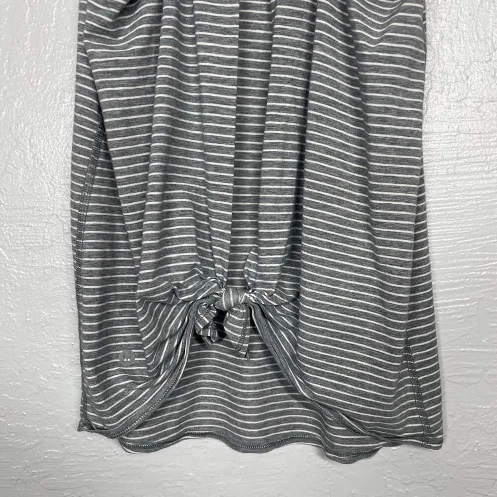 Lululemon Women 4 Gray White All Tied Up Tank Striped Open Back Athletic Workout - Image 5